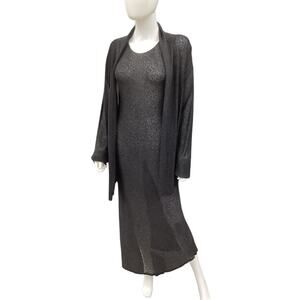 Not Used VTG Carol Horn 2-PieceSet Women’s Size M Knit Long Dress+Cover Up Black